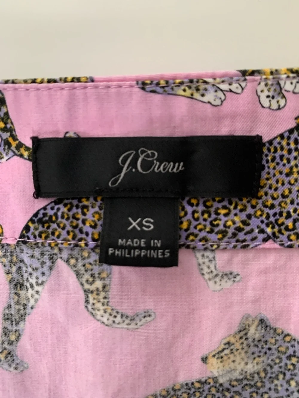 J.Crew Pink Cheetah Print Blouse XS Animal Print Cotton Top